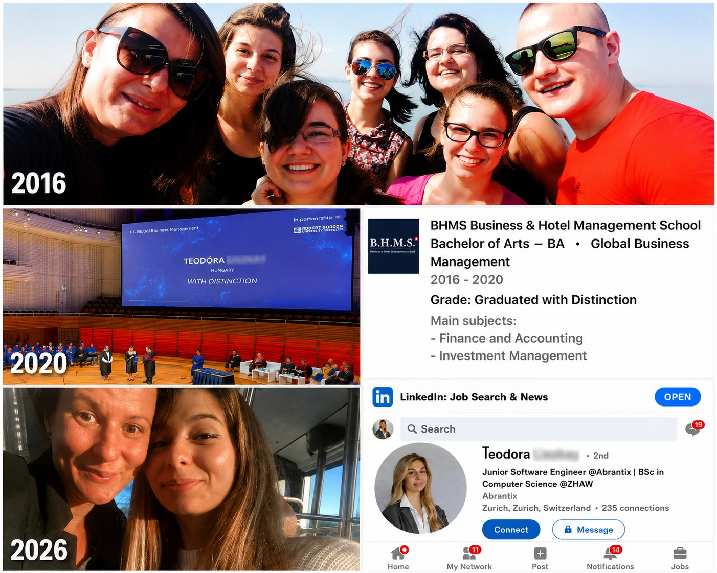 Hungarian BHMS graduate Theodora building a successful career in Switzerland