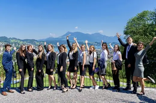 Magic Mentor student group in Switzerland overlooking Lucerne