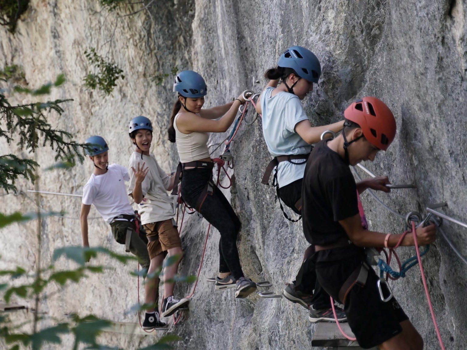 Swiss Education Group summer camp students enjoying a supervised climbing activity